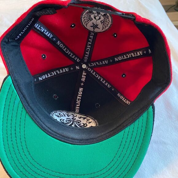 Affliction Cap Hat Unisex  Snapback Color Red Live Fast Patched Front and Back - Picture 8 of 14